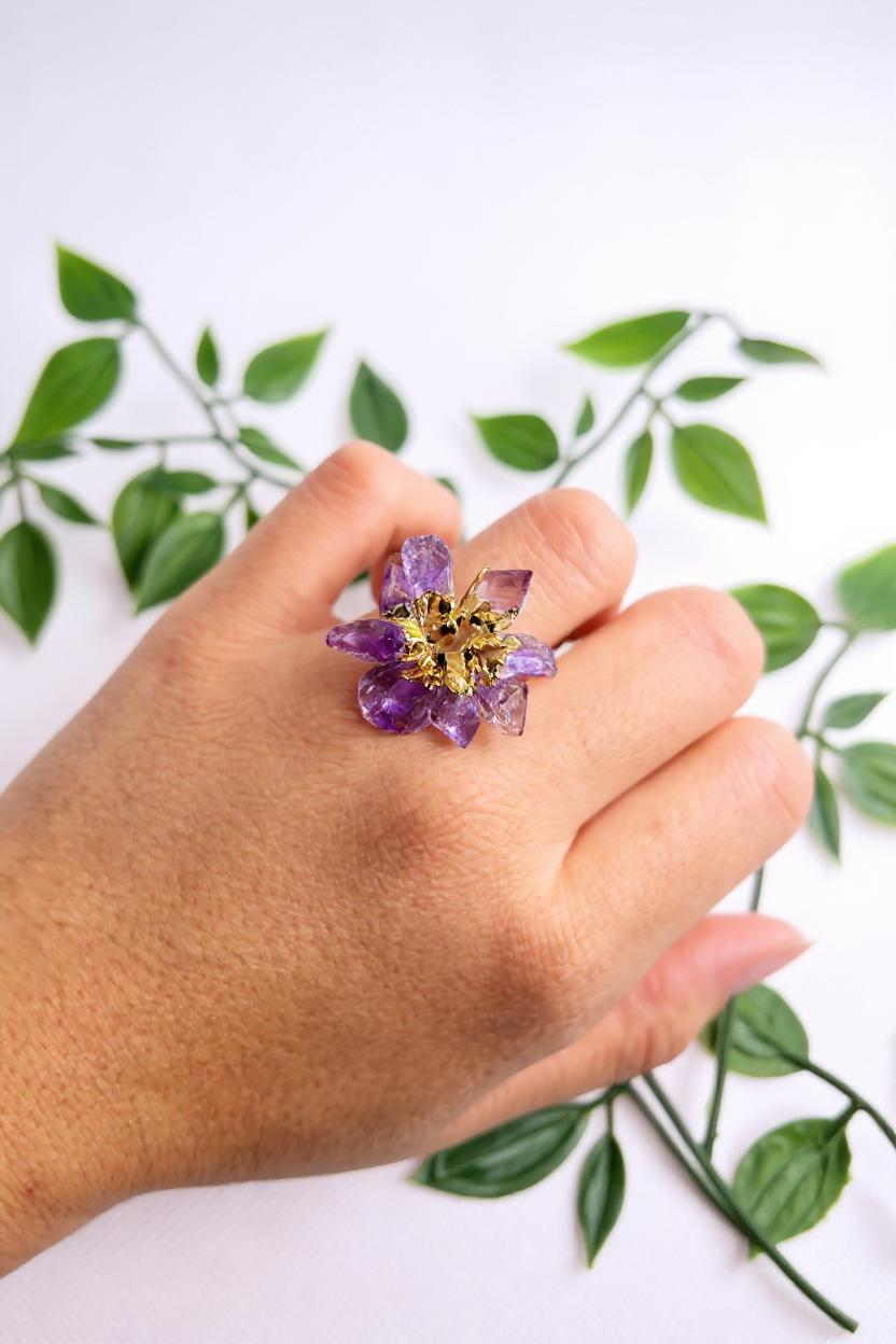 Wild Bloom – Amethyst Blütenring