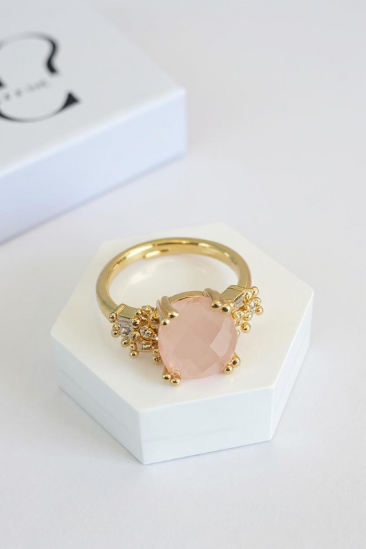 Rose Divine – Rosenquarz Ring in Gold