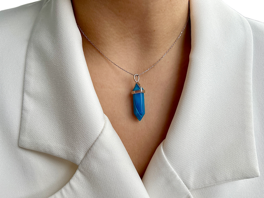 Blue Flow – Blauer Achat Halskette
